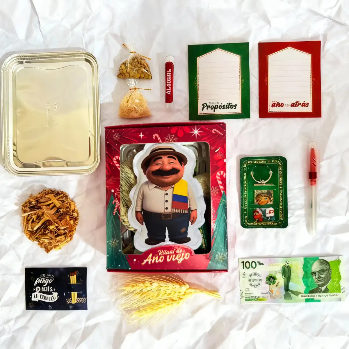 año viejos final caja reverso Kit Muñeco Año Viejo en tarro